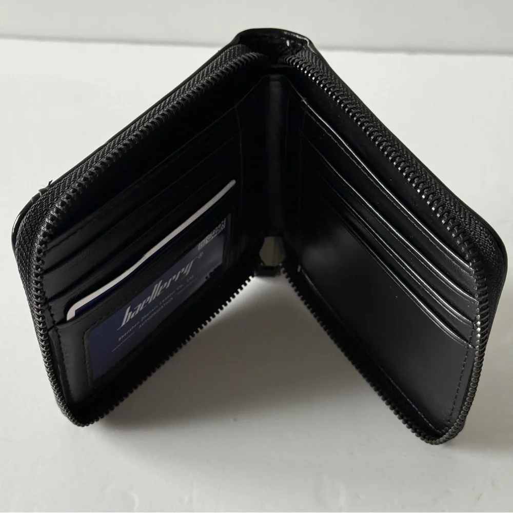 Baellerry Black Men's Wallet with Zipper Closure